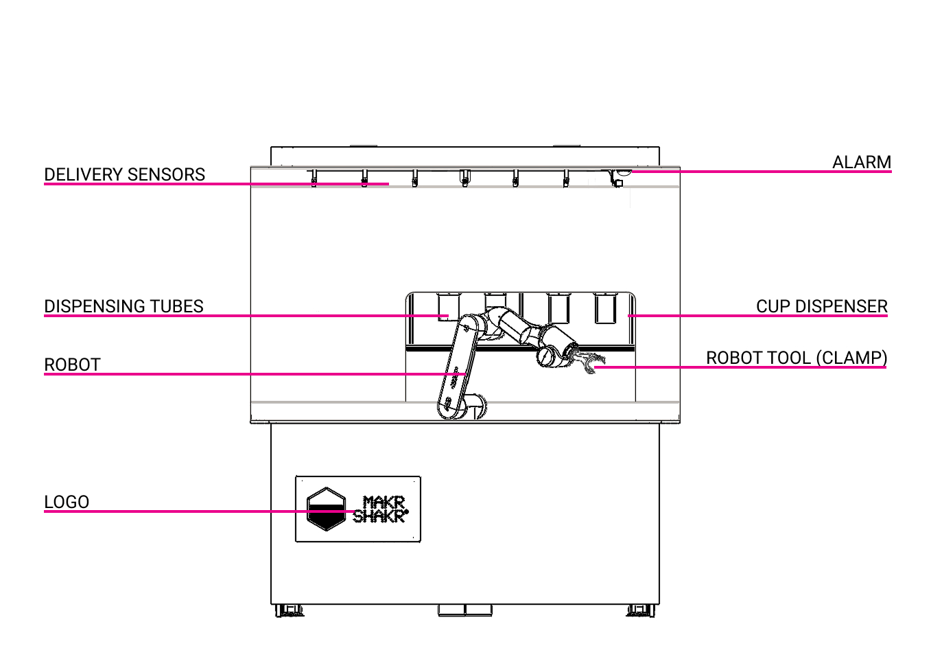 Front view — labeled components