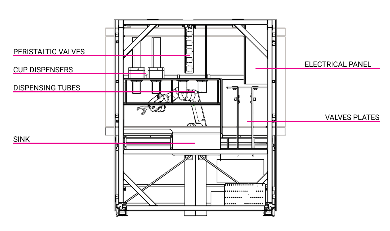 Internal cross-section — labeled components